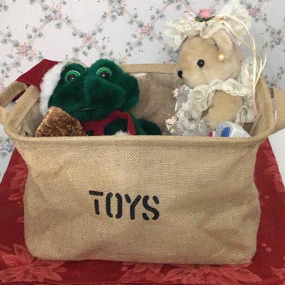 Lightweight Folding Toy Storage Basket – 100% Jute Fabric, Kid-Friendly - Picture 1 of 3